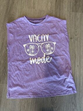 SHEIN Purple 'Vacay Mode' Muscle Tee